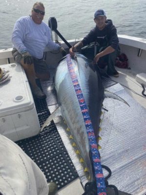 Measuring the length of a caught fish